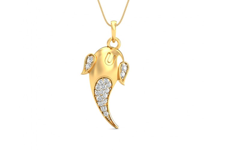 Artistic Ganpati Pendant in Gold with Diamonds